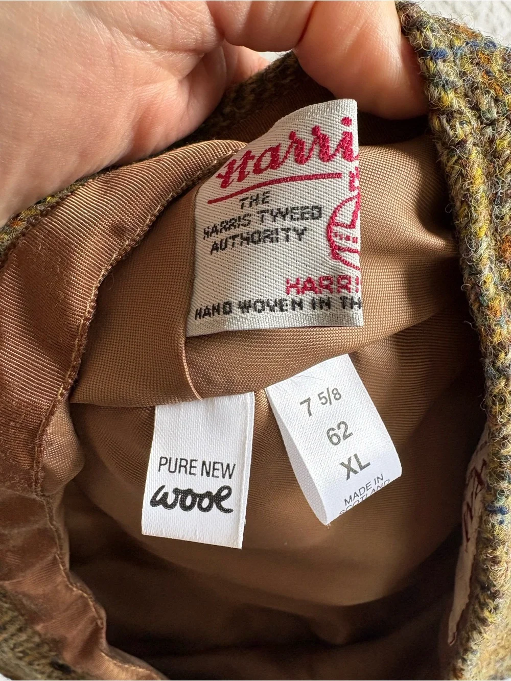 Harris Tweed pure new wool hat cap hunting cabbie newsboy 7 5/8